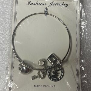 Silver Charm Bangle Bracelet
